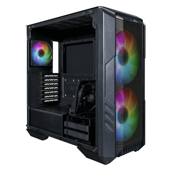 Компютърна кутия COOLER MASTER Midi ATX HAF 500 ARGB + 4 вентилатора, Без захранващ блок, Със стъклена стена, Черен