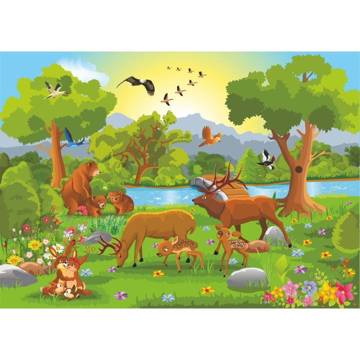 Fototapet Animale din padure, desene copii2, 350 x 200 cm