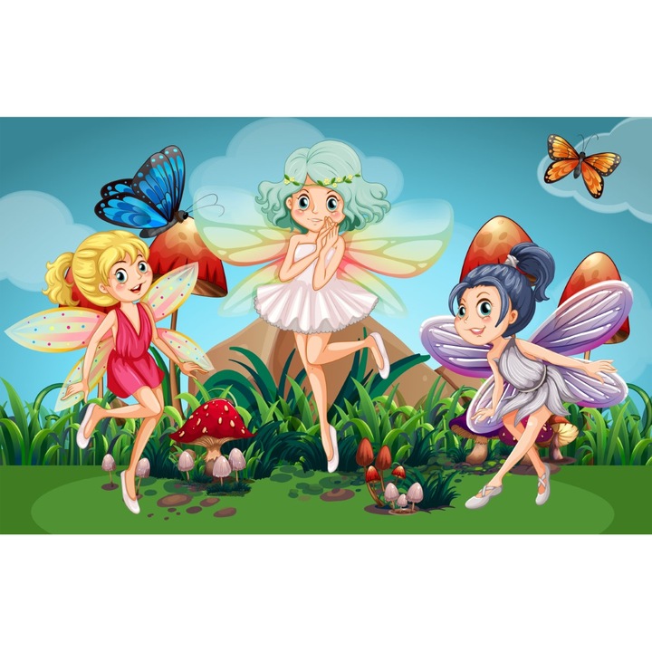 Fototapet Zane, fluturi, desene copii, 350 x 200 cm