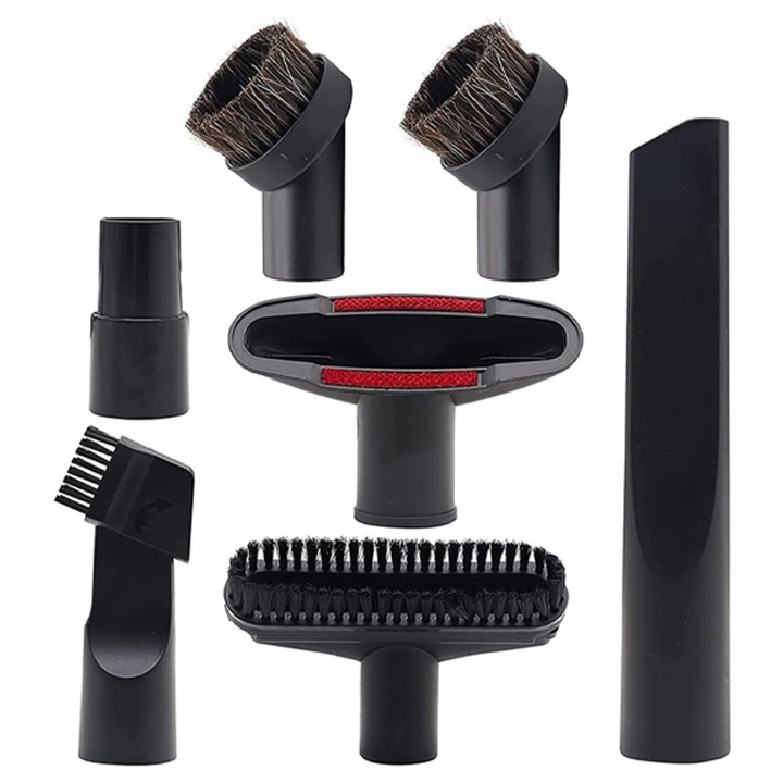 Set perii pentru aspirator 7in1, Rqiurpn, Universale, Adaptoare incluse 32-35mm, plastic, Negru