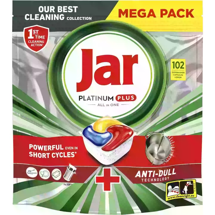 Jar Platinum Plus Yellow Lemon mosogatógép tabletta, 102db