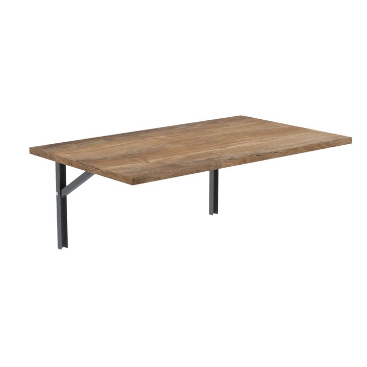 Masa plianta dreptunghiulara de perete AKKE, Efect lemn de nuc, 80x35