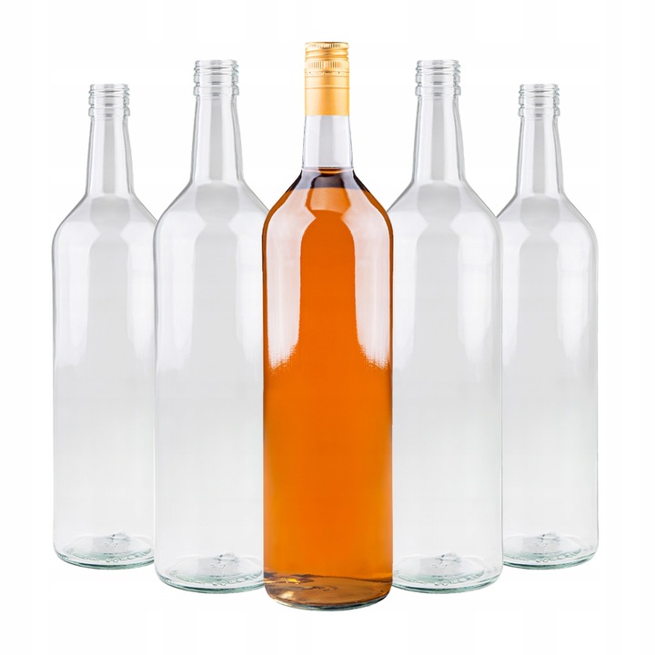 Sticla Decorativa, Superbutelki, Forma Clasica Subtire, 1000 ml, Sticla De Inalta Calitate, Pentru Lichioruri, Vin, Sucuri, Vodca, Bimber, Inaltime 33 cm, Diametru 8.1 cm, Greutate 590 G, 10 Buc