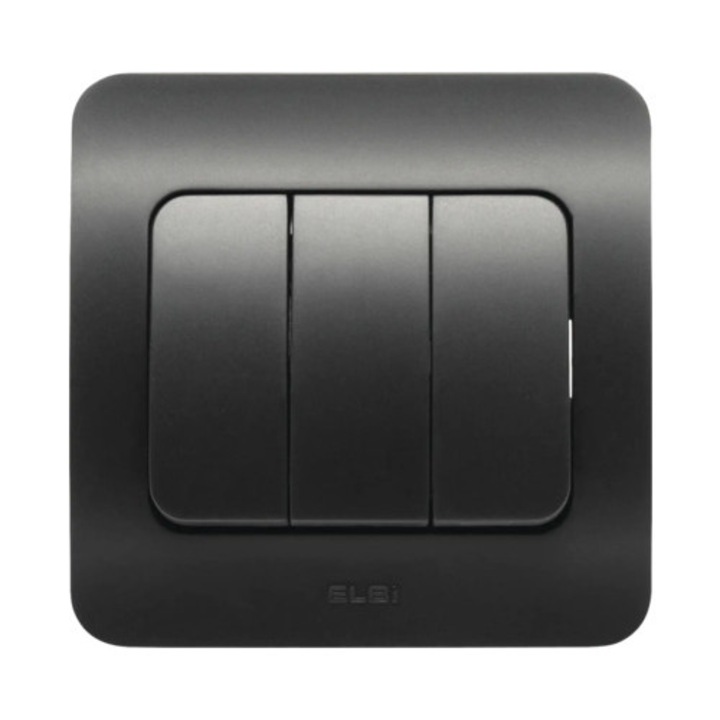 Intrerupator Triplu Jazz, Negru, Incl. Rama