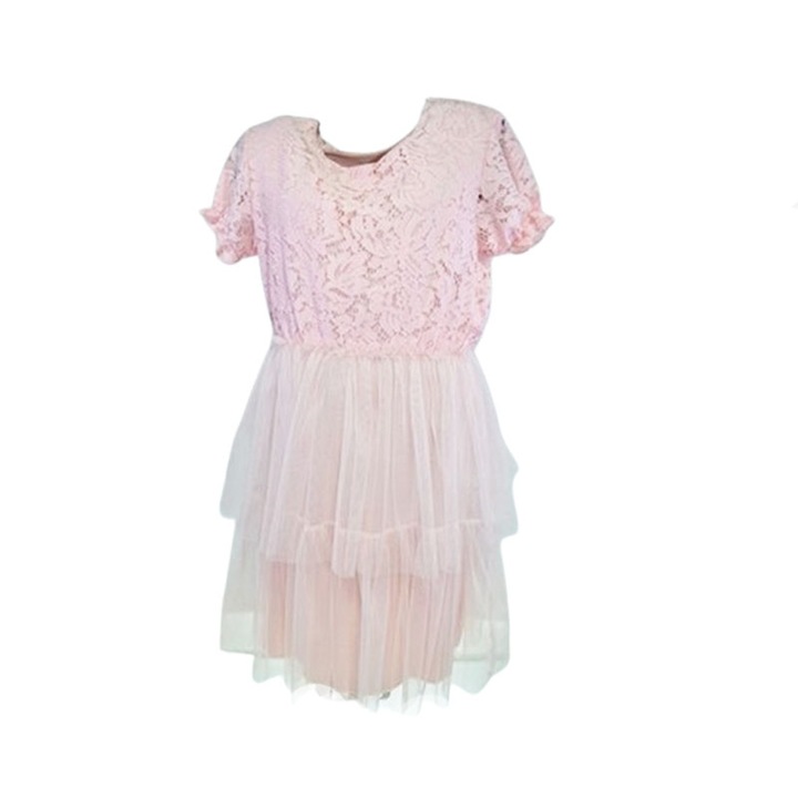 Elegáns ruha rövid ujjal lányoknak Mini Junior MJ-04, Pink 108151