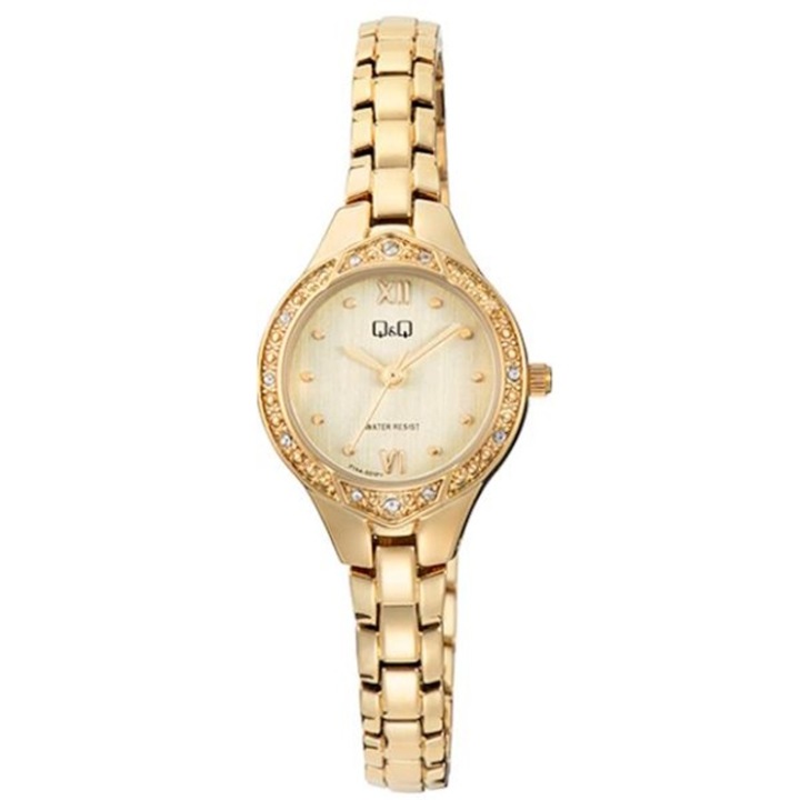 Q&Q női karóra, F14A-001PY, arany karkötő, apró és finom számlap