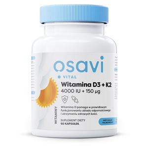 Supliment alimentar Osavi, Vitamina D3 + K2, 4000 IU + 150 mcg, 60 capsule moi, natural