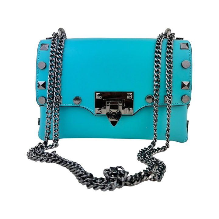 Дамска чанта Moranti, естествена кожа, ежедневен стил, Син