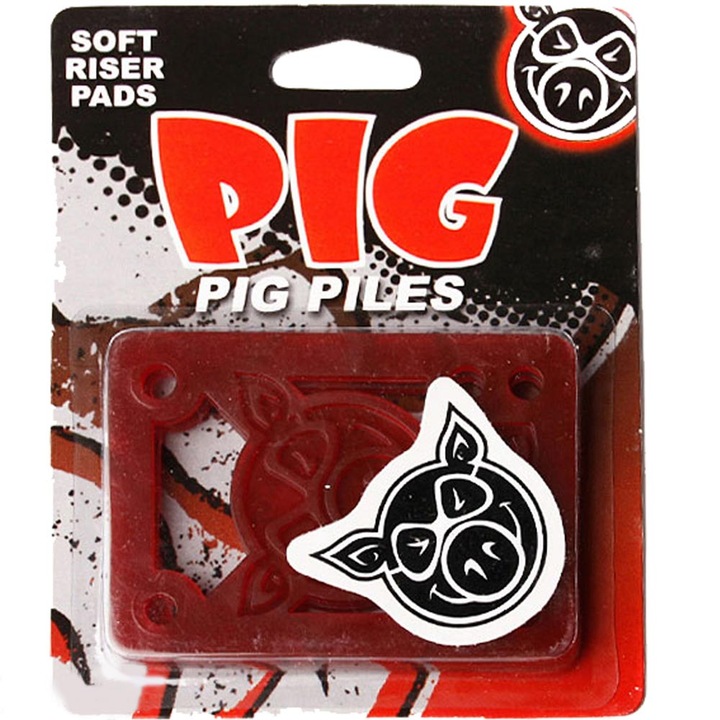 Комплект подложки за амортисьори за скейтборд Pig Wheels, пластмаса, червен