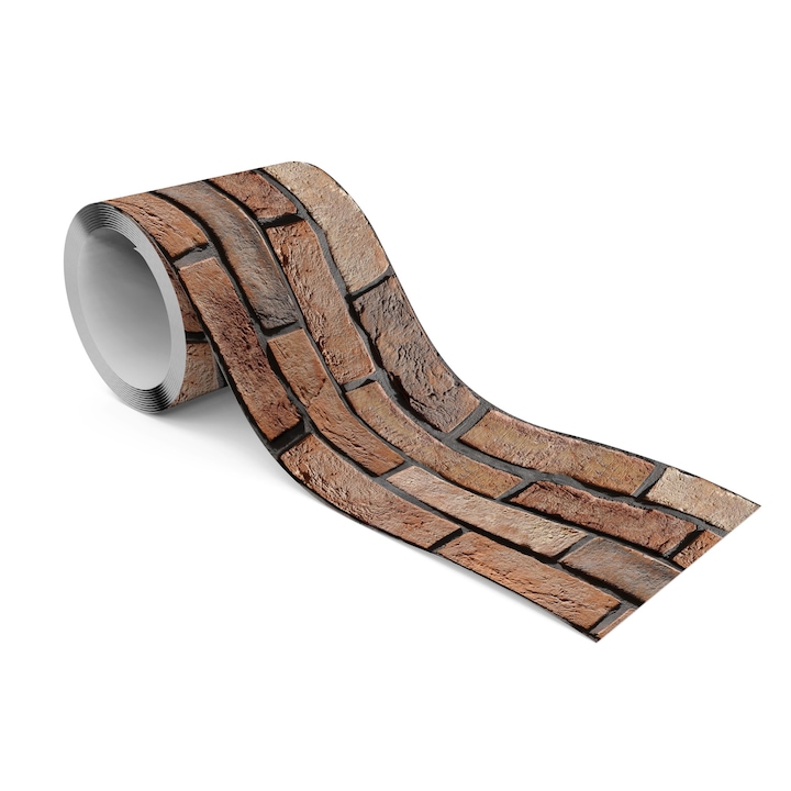 Banda decorativa autoadeziva, Muralo 10 cm x 300 cm Efect, caramida rosie, 3D