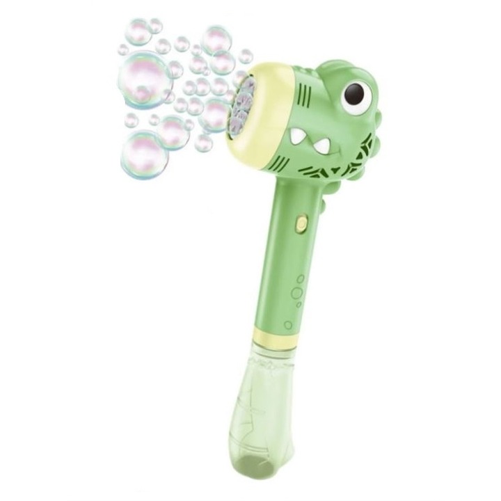 Interaktív játék gyerekeknek, Krokodil pálca szappanbuborékokkal, fényekkel és hangokkal, hossza 37,5 cm, 3 év+, zöld