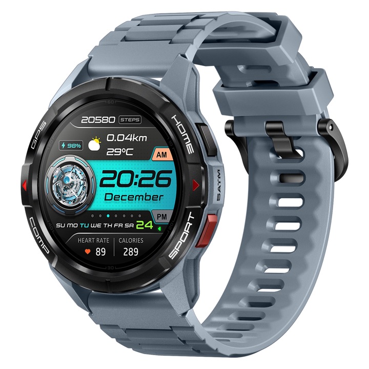 Mibro GS Active Smartwatch, 1,3-инчов AMOLED екран, 400mAh батерия, 5ATM водоустойчив, сив, 22 mm