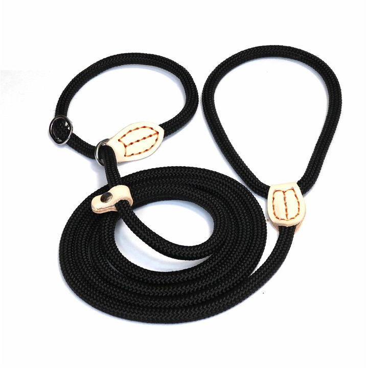 Lesa SK9 rapida, caini mici 7-12kg, cu zgarda reglabila inclusa, tip cordelina neagra SK9