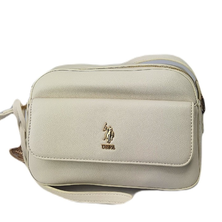 Дамска чанта Polo, екологична кожа, почти бяла