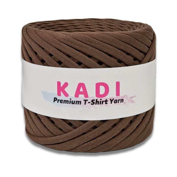 Fir panglica pentru crosetat tricotat si macrame, KaDi Extra Small, 3-5 mm, 110 m, 100% bumbac, culoare Ciocolata