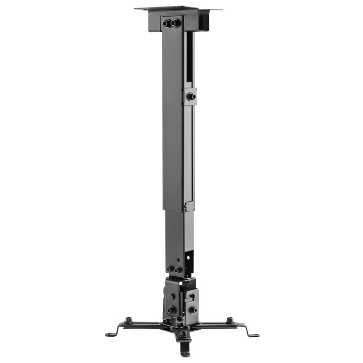 Suport de tavan / perete pentru videoproiector, Nexio, reglabil, extensie 43-65 cm, capacitate sustinere 20KG, Negru