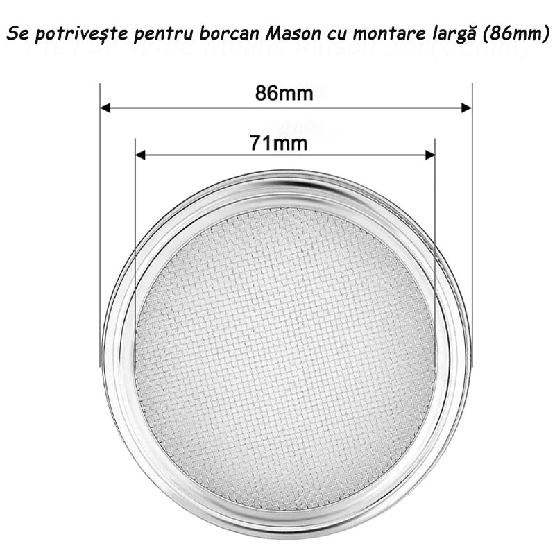 Set 6 Capace germinare, Rqiurpn, inox, pentru borcane 86MM, Argintiu ...