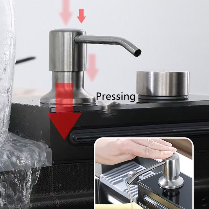 Chiuveta Multifunctionala pentru Bucatarie, Toate Accesoriile incluse, Dus Extractabil, Tocator ABS, Material Antiaderent, Afisaj LCD pentru Temperatura Apei, Doua Functii Cascada, Finisaj Gri Grafit, Dimensiune 75x46 cm