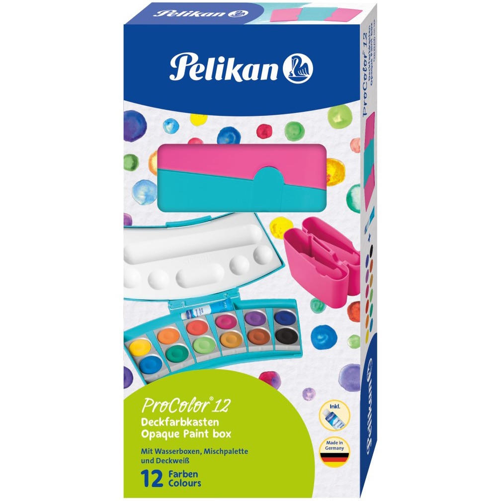 Acuarele Pelikan, 735 ProColor®, 12 culori, turcoaz / roz