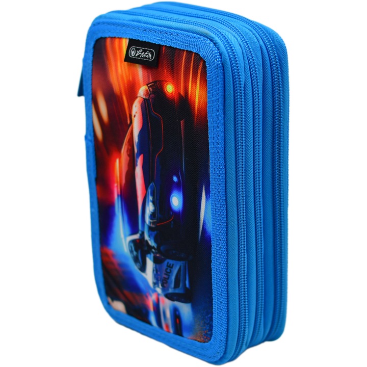 Herlitz tolltartó, nem felszerelt, 3 cipzár, mérete 20 x 6 x 13 cm, Autó motívum