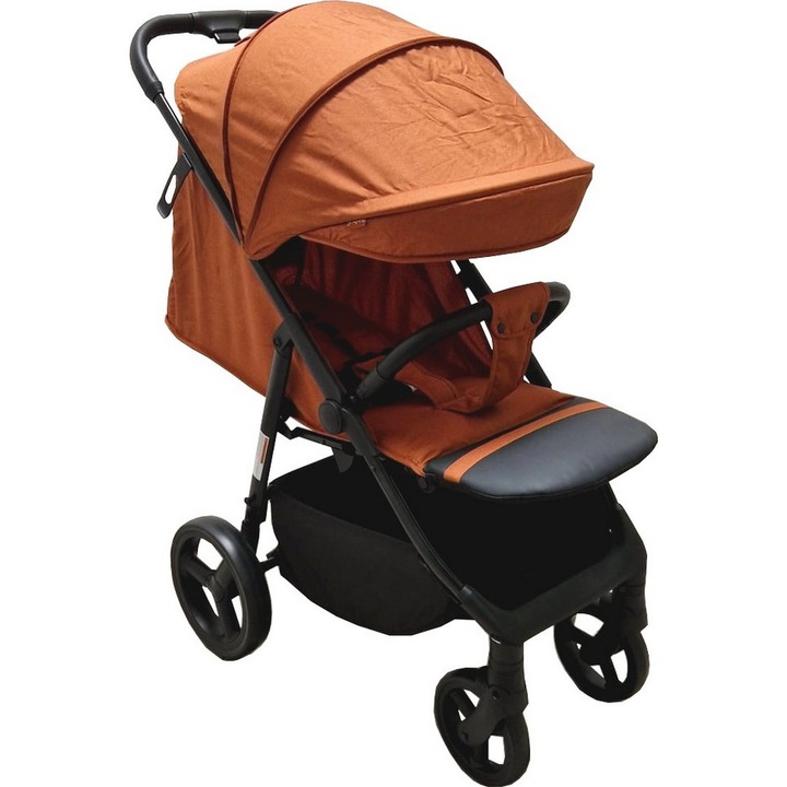 Carucior nou nascuti 2 in 1 BABY CARE™ PRO S 508, Cadru aluminiu, Spatar reglabil in 3 trepte, Husa picioare, Frana picior, Pliabil, Portocaliu Gold