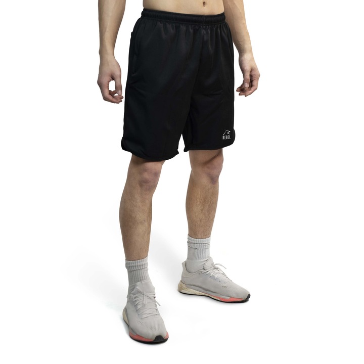 Rebel® pantaloni scurti dubli Negru, Strat de baza pentru arte martiale, BJJ, antrenament de fitness, antrenament, grappling, s-xl