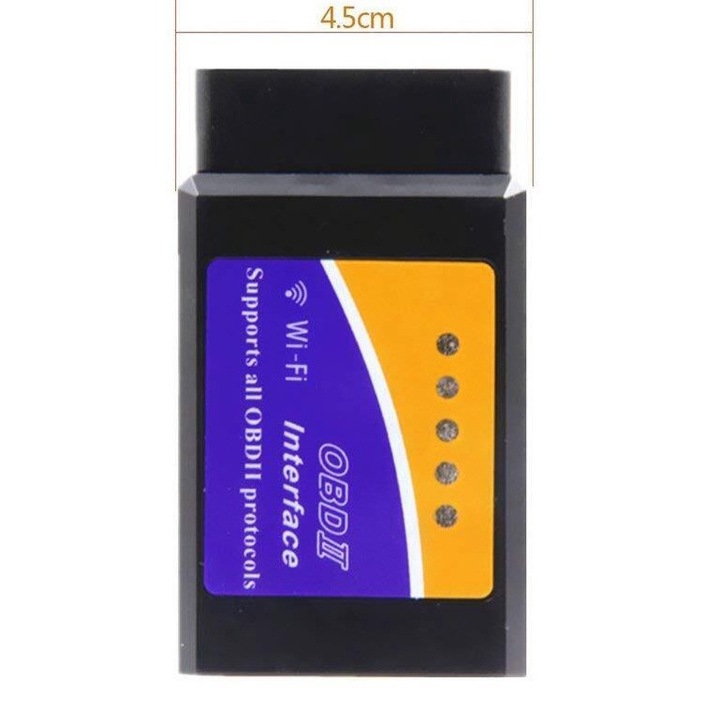 OBD2 ELM327 autós szkenner, WIFI, motordiagnosztika, iOS/Android kompatibilis, fekete