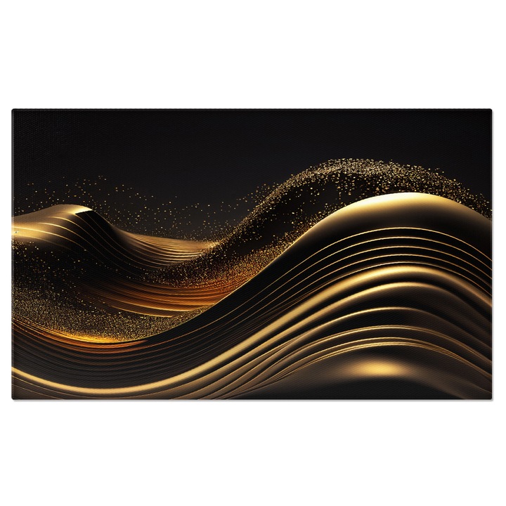 Картина на платно: Golden dust of stars over dark waves - Gold in the waves, black in the background 70x50CM