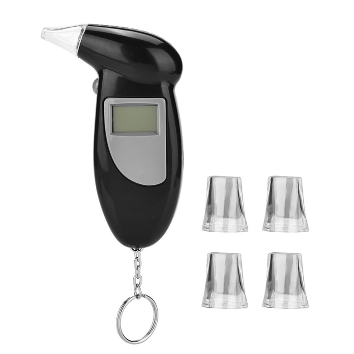 Tester alcool digital, 5 bocuri, sensibilitate ridicata, design cu breloc, 0.00-0.19%BAC