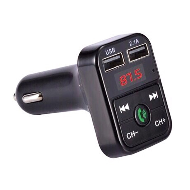 Tovbmup Bluetooth FM adó, Smart Connection, gyorstöltés, fekete
