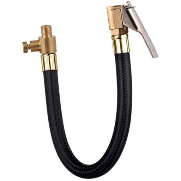 Удължителен маркуч за помпа за помпане на гуми, Tovbmup, Гума, 60 см, Черен/Златист