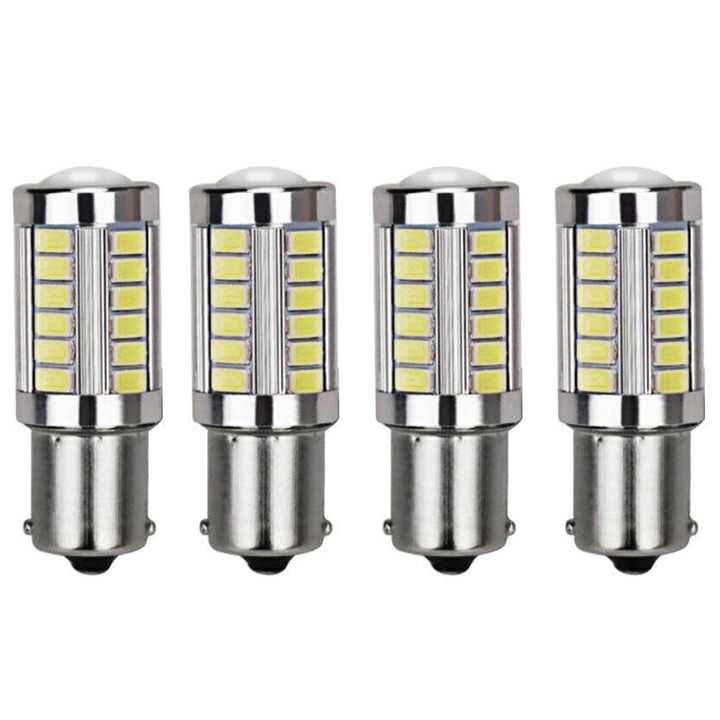 Set 4 becuri LED 1156 BA15S 12V alb xenon, 51.5x16.5mm