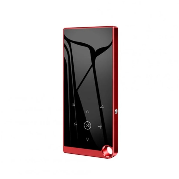 MP3 lejátszó, Tovbmup, fém, Touch+Button, Bluetooth 5.0, 2,4 hüvelykes képernyő, Micro USB, 800 mAh, 10,6 x 4,8 cm, piros