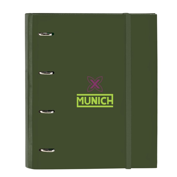 Dosar Munich Bright, 4 inele, verde khaki, 27x32x3.5cm