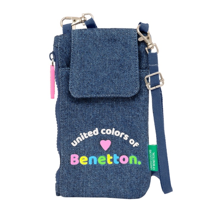 Geanta pentru telefon, Benetton, Denim, Albastru