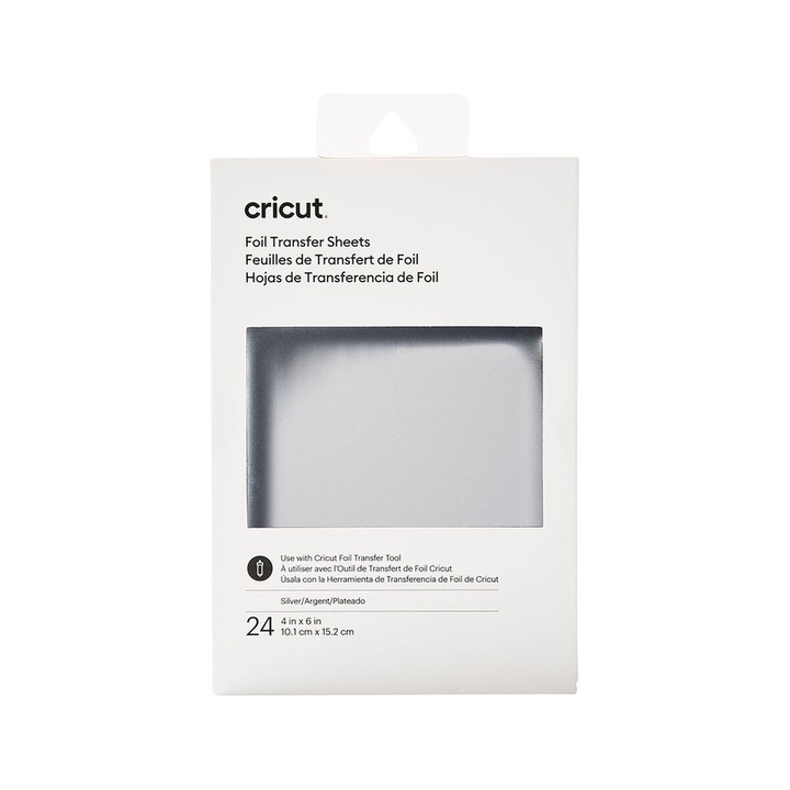 Комплект от 24 трансферни фолиа за режещ плотер Cricut TRNF, алуминий, сребрист, 10x15см