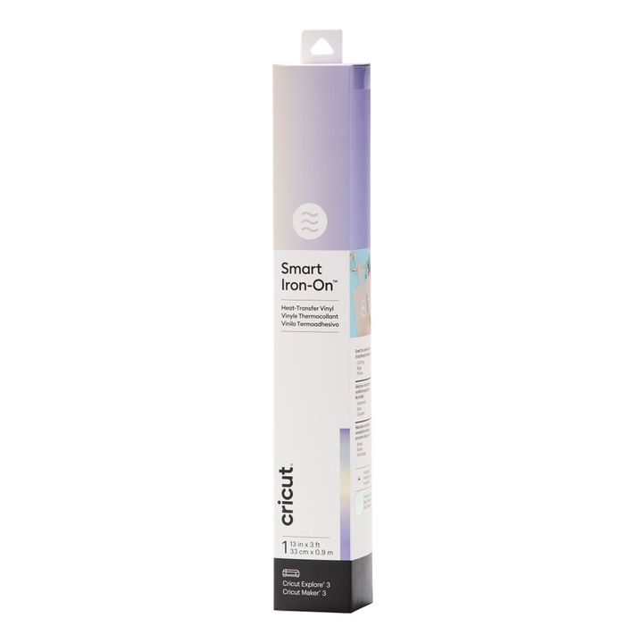 Folie adeziva pentru plotter de taiere Cricut Smart Iron-On, PVC, albastru, 90x33cm
