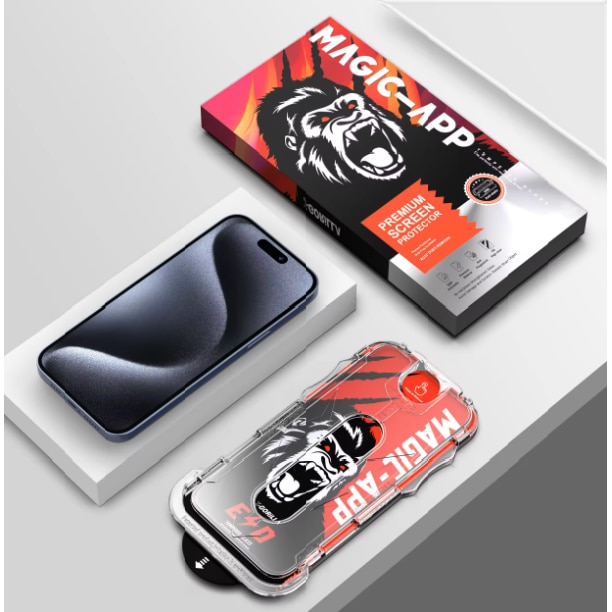 Set 2 Folii Privacy Glass, Sticla Securizata, Compatibil cu iPhone 15 PROMAX, Gorila X instalare usoara cu dispozitiv EASYAPP pentru indepartarea prafului, Anti-zgarieturi, Anti-amprenta, anti-explozie, Anti-soc, Anti-ulei, Anti-orbire