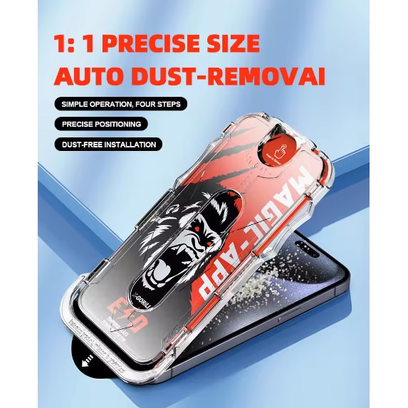 Set 2 Folii Privacy Glass, Sticla Securizata, Compatibil cu iPhone 15 PROMAX, Gorila X instalare usoara cu dispozitiv EASYAPP pentru indepartarea prafului, Anti-zgarieturi, Anti-amprenta, anti-explozie, Anti-soc, Anti-ulei, Anti-orbire