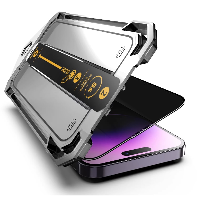 Set 2 Folii PREMIUM Sticla Temperata Transparenta HD Black Edge, Compatibil cu iPhone 15 Pro, Instalare usoara cu EASYAPP pentru indepartarea prafului, Anti-zgarieturi, Anti-amprenta, Anti-soc, Anti-ulei, Anti-orbire