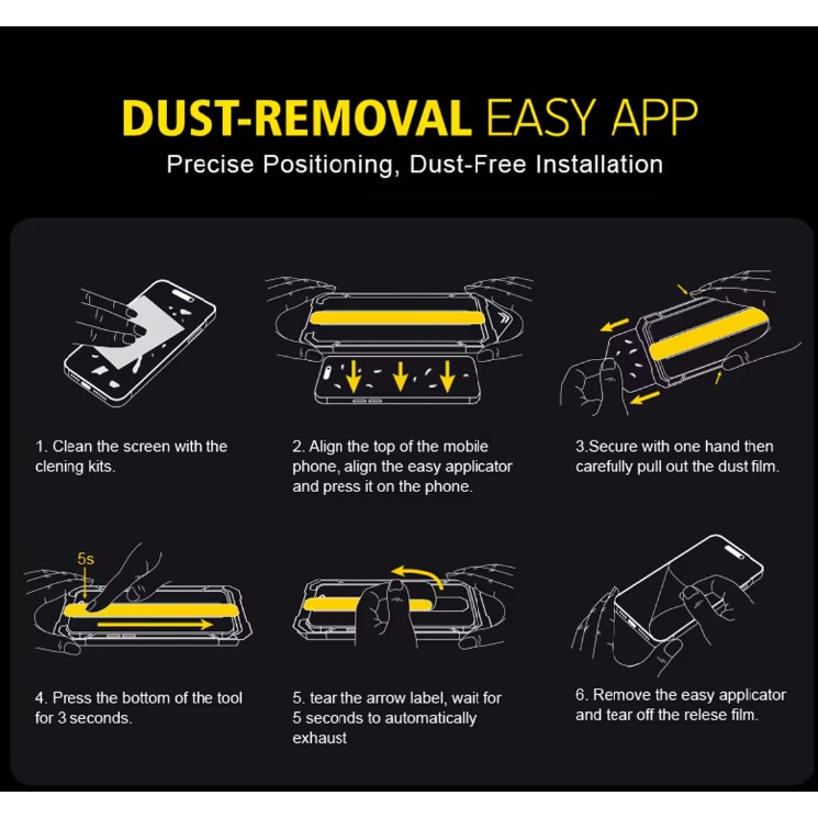 Set 2 Folii PREMIUM Sticla Temperata Transparenta HD Black Edge, Compatibil cu iPhone 15 Pro, Instalare usoara cu EASYAPP pentru indepartarea prafului, Anti-zgarieturi, Anti-amprenta, Anti-soc, Anti-ulei, Anti-orbire