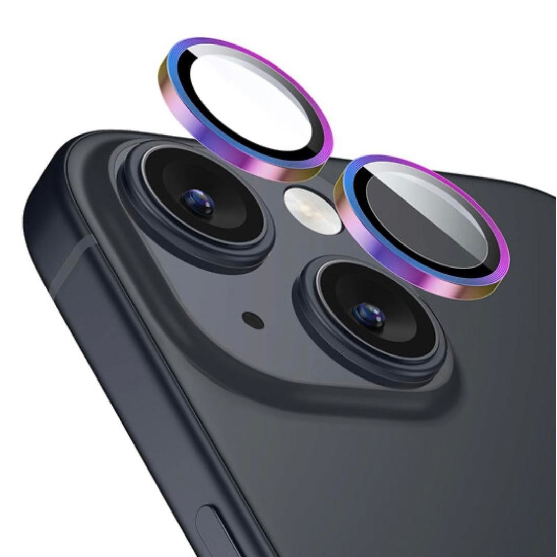 Set Folie de Protectie pentru Camera Foto compatibile cu Apple Iphone 15 /15 Plus, Sticla Securizata 9H, Easy Application, Multicolor