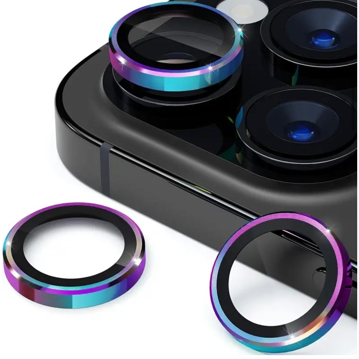 Set Folie de Protectie pentru Camera Foto compatibile cu Apple Iphone 15 /15 Plus, Sticla Securizata 9H, Easy Application, Multicolor