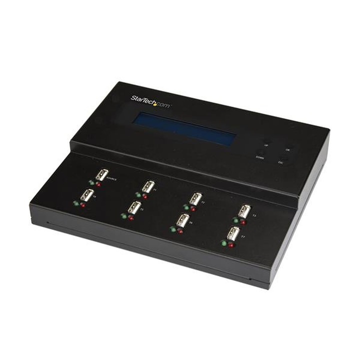 USB хъб Startech USBDUPE17, 8 порта, USB 2.0, LCD, черен