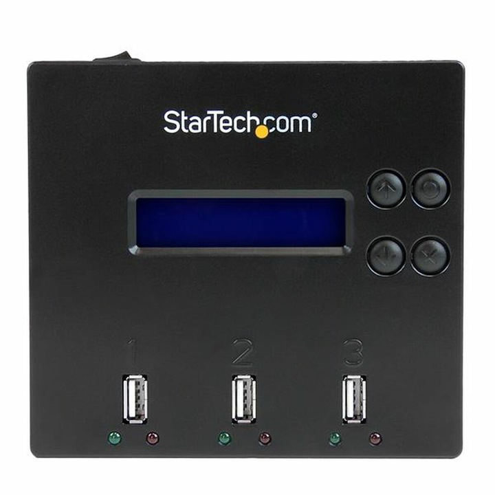 Startech USBDUP12 USB хъб, 3 порта, LCD подсветка, черен/син