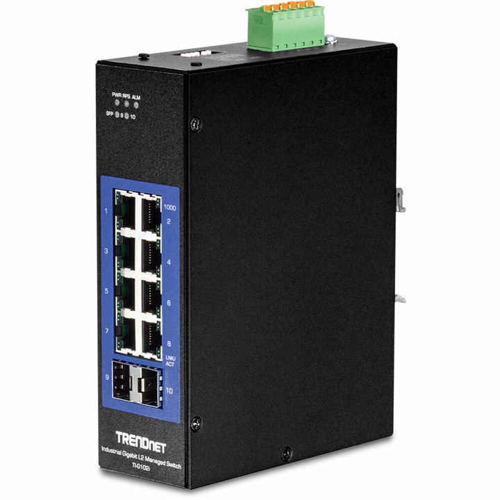 Nem menedzselhető switch, TRENDnet TI-G102i, 10 portos, fém, fekete
