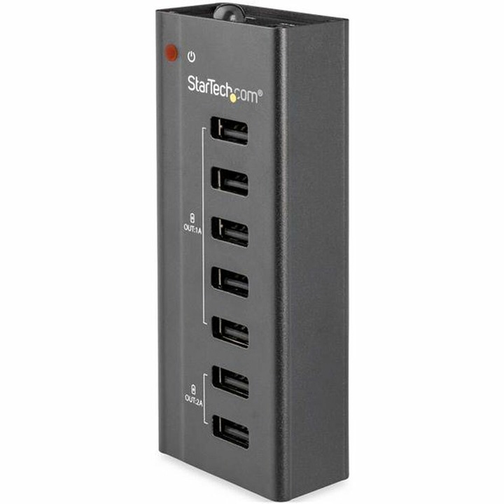 USB хъб, Startech, алуминий, 7 порта, 60 W, черен