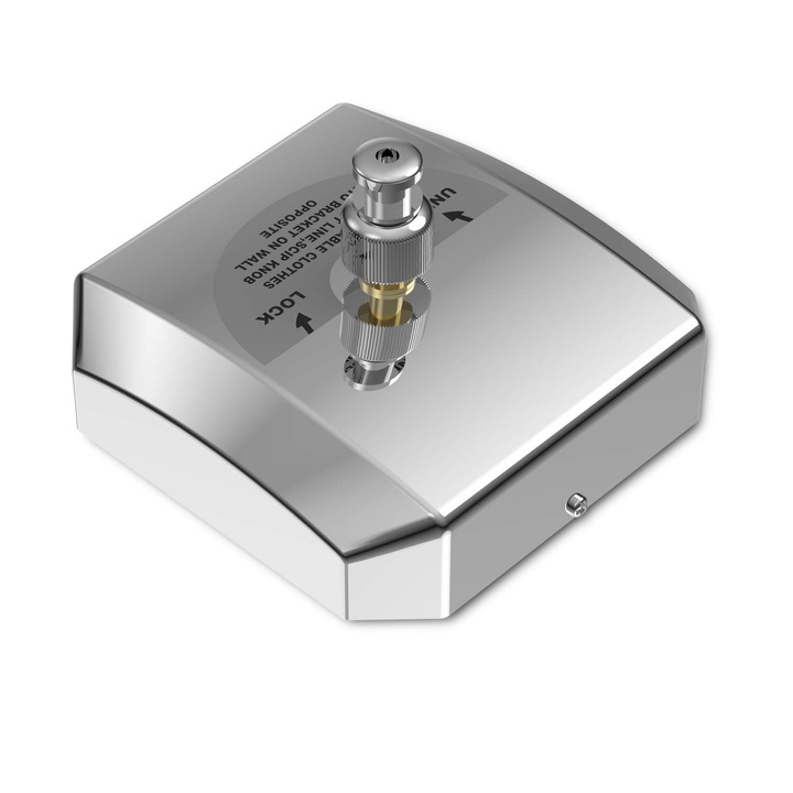 Behúzható és teleszkópos ruhaszárító fali rögzítéssel, kötélhossz 2,8 m, rögzítőrendszerrel és 2 opcióval: lyukakkal/furat nélkül, rozsdamentes acél, négyszögletes