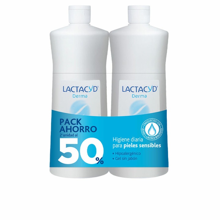 Lactacyd Derma tusfürdő, érzékeny bőrre, 2x1L szett