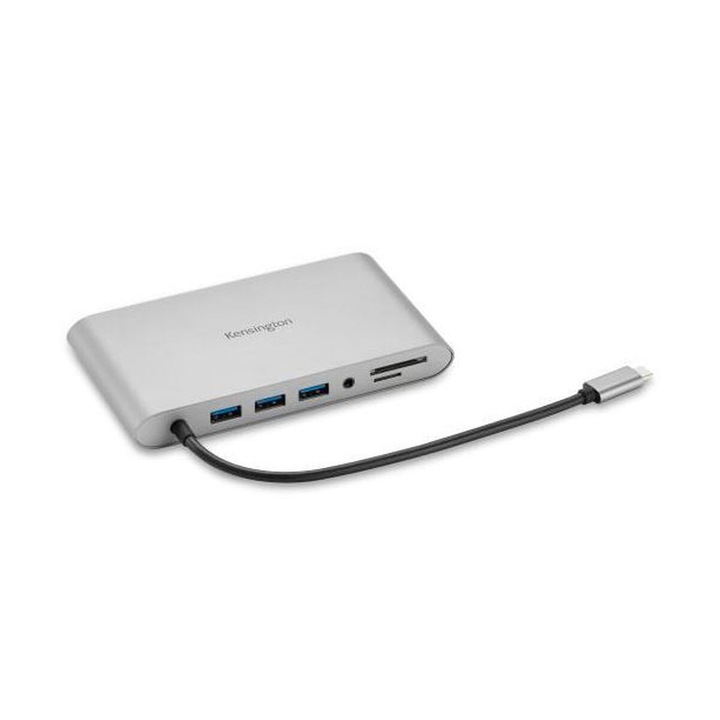 Kensington Hub, Full HD, USB-A 3.2, HDMI, VGA, RJ45, Micro SD, DisplayPort, Ethernet LAN, USB-C 3.2 Gen 1, сив